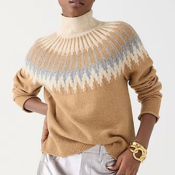 J. Crew Sweaters - J. Crew faire Isle turtle neck sweater soft yarn merino wool alpaca blend euc M